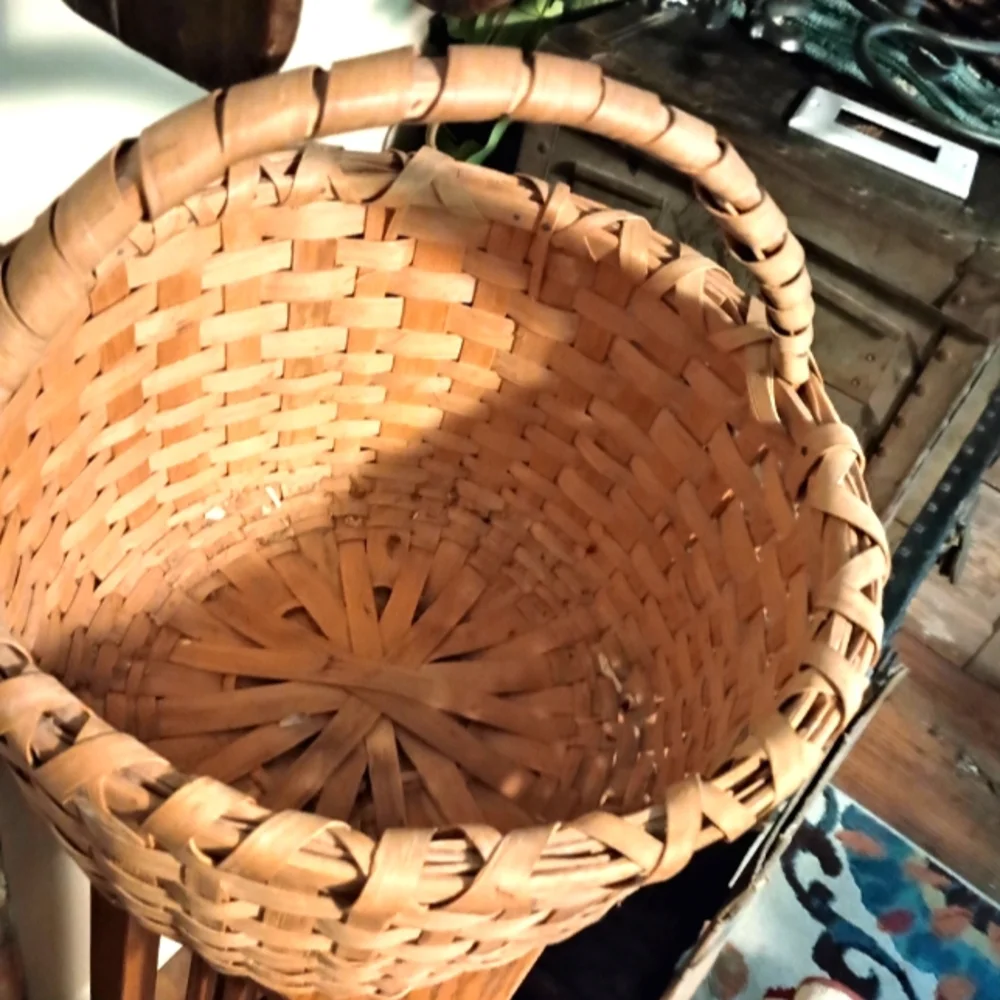 Beautiful Antique Handwoven Gathering Basket